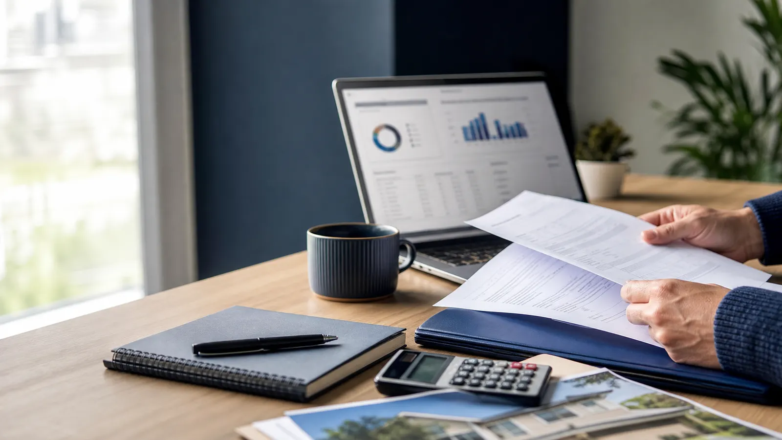 AI-generated editorial image of ABN, BAS, business, and home loan documents being reviewed on a professional desk
